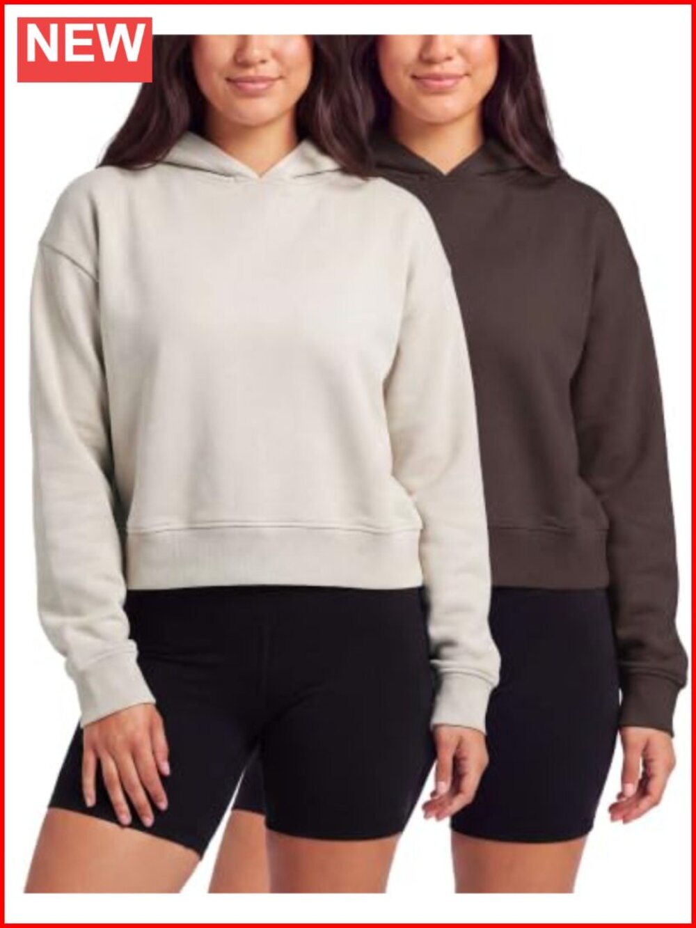 Women's Cropped Fleece Hoodies 2 Pack Pullover Sweatshirt
